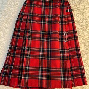 wool pleated kilt skirt for women